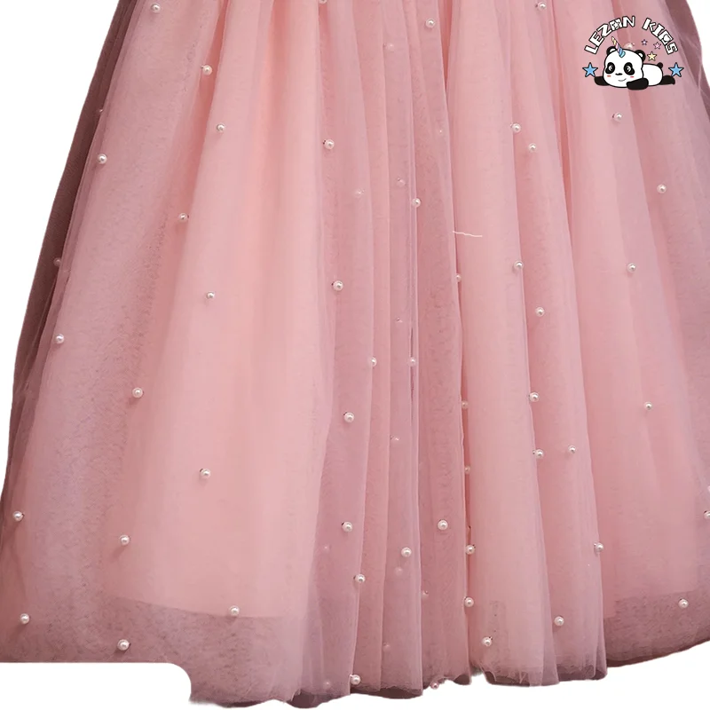 LEZONKIDS - Factory Customized Soft and Comfortable Fabric Girls Sleeveless Mesh Wedding Party  Girls Tulle Dress